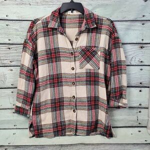 Maurices Women’s Medium Button Down Flannel Shirt Multicolor Plaid 100% Cotton C